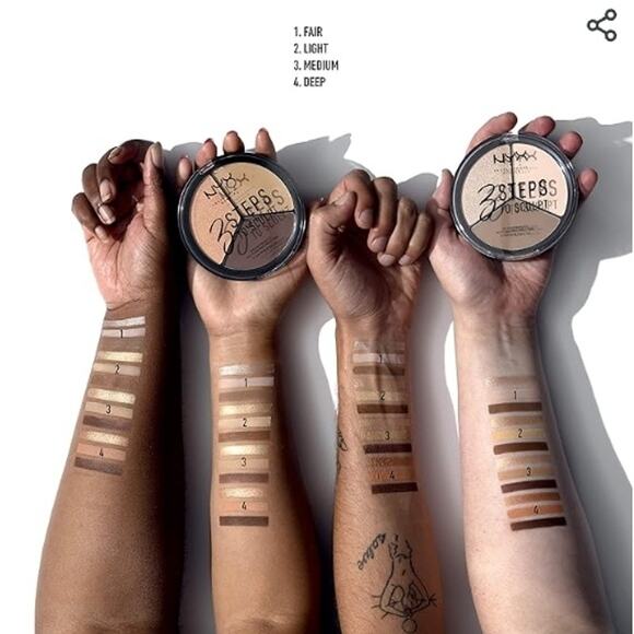 NYX PROFESSIONAL MAKEUP 3 STEPS TO SCULPT, FACE SCULPTING, CONTOUR PALETTE LIGHT - Picture 4 of 6